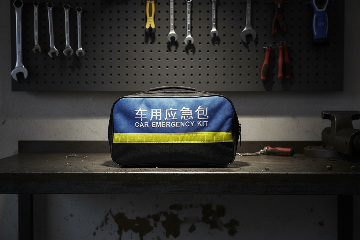 Car Emergency Kit Bag in Garage