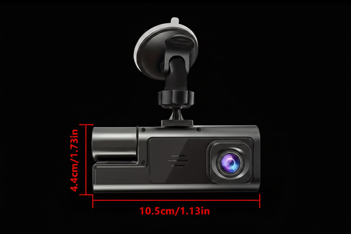 Dash Cam - Black Background Red Measurements