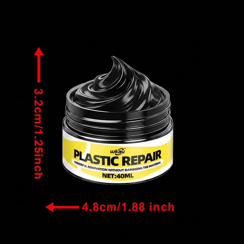 Plastic Repair Full Black Background Red Measurements