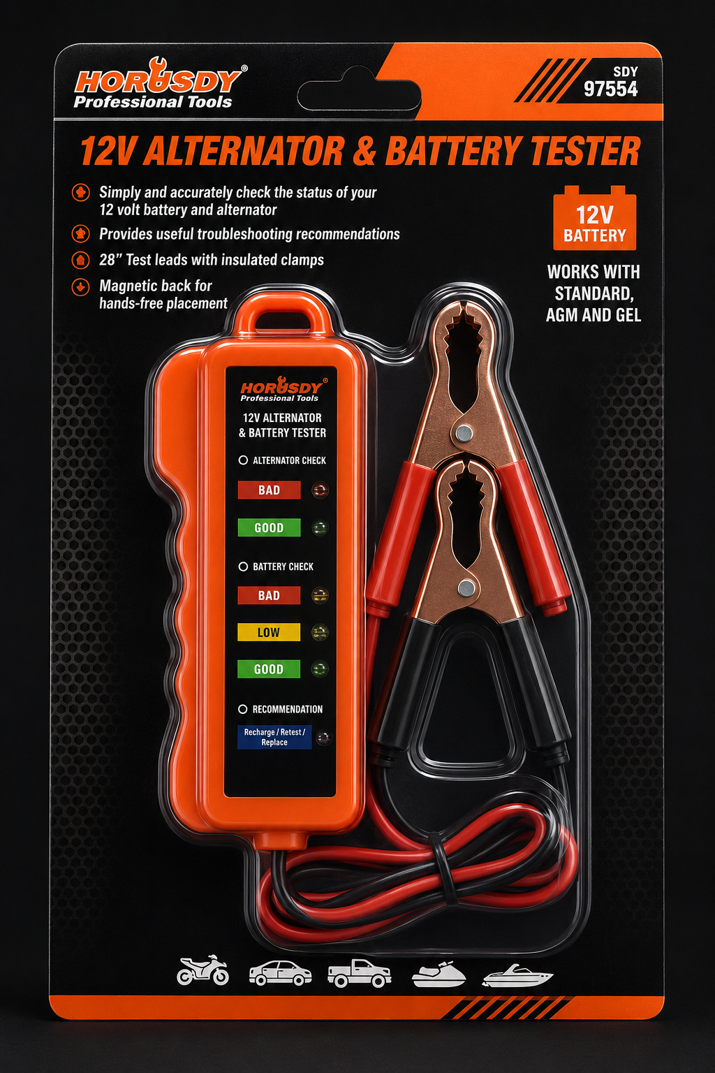 12V Battery & Alternator Tester – Quick Vehicle Diagnostic Tool