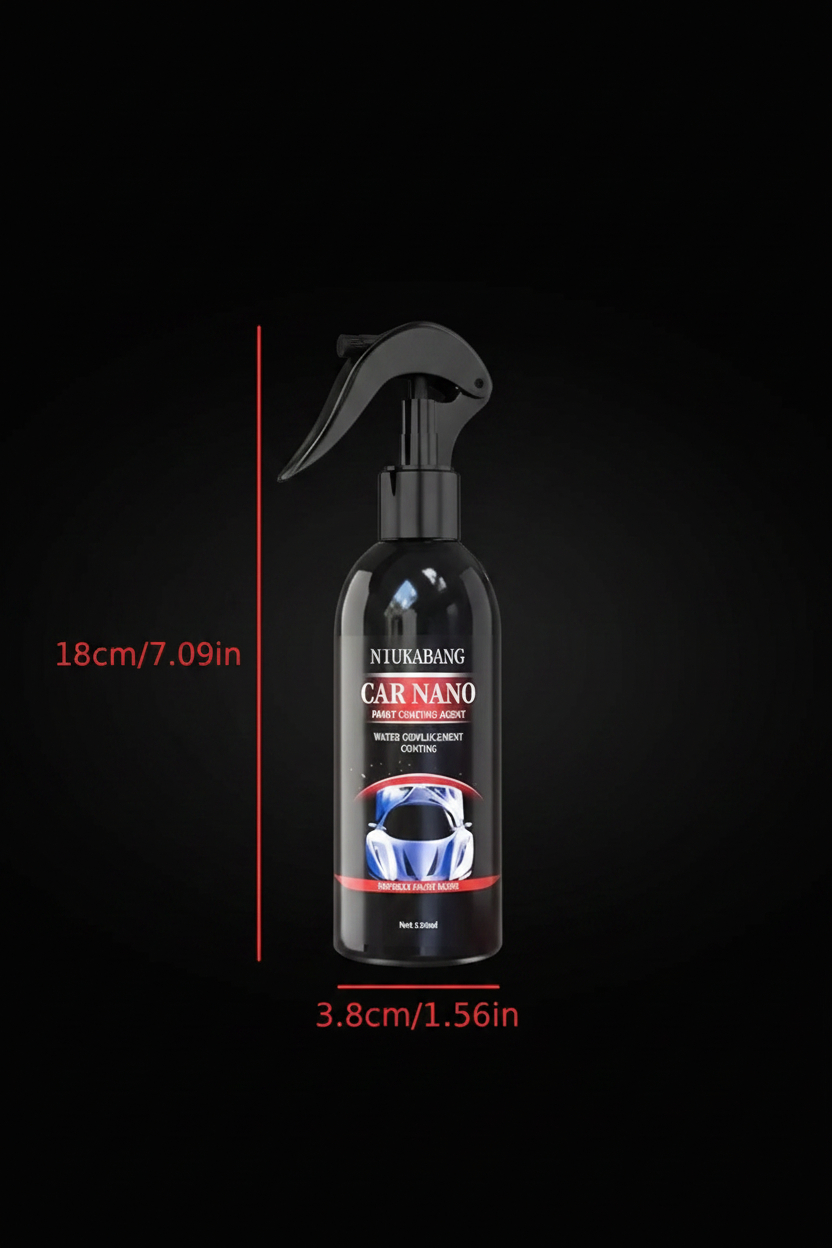 Single Car Nano Bottle Black Background Red Measurements