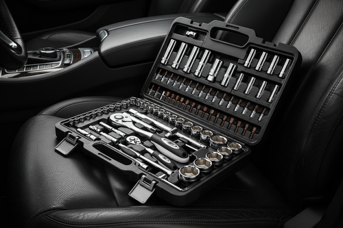 Socket Set on Dark Car Seat